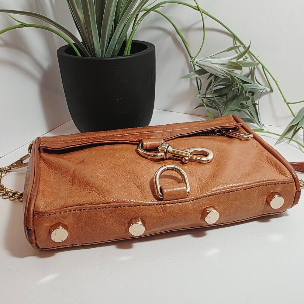 Rebecca Minkoff Leather Mini M.A.C. Crossbody Bag – Cognac Brown - Picture 7 of 14